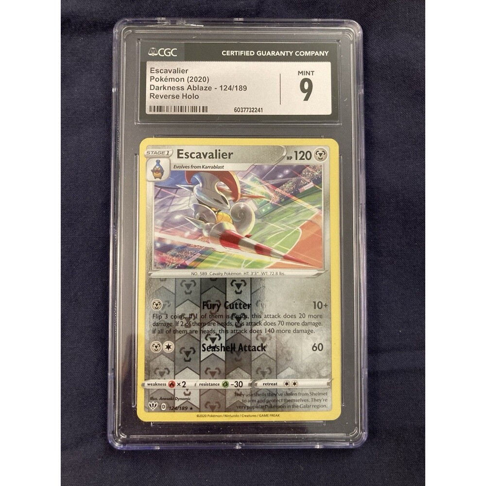 CGC MINT 9 Escavalier 124/189 Swsh03: Darkness Ablaze Rare Reverse Holo